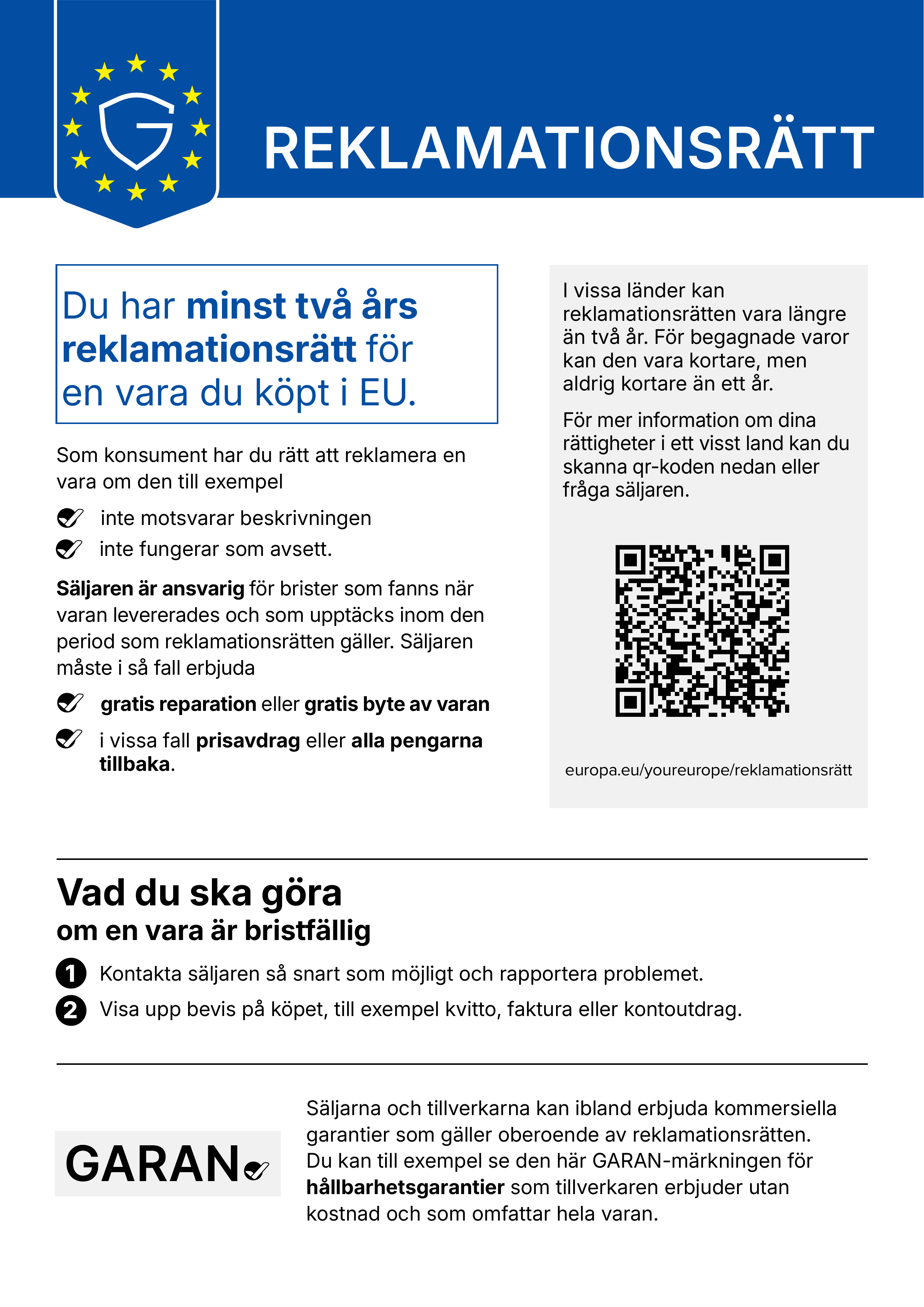 Dina lagstadgade garantianspråk